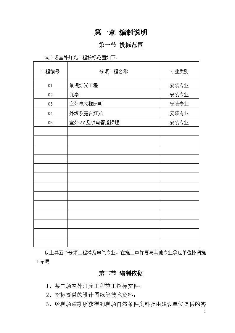 某广场室外灯光工程施工方案-图一