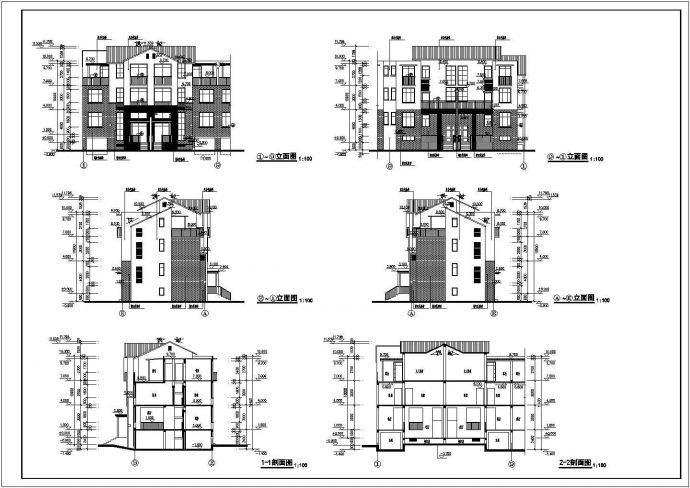 某地区3层联排别墅建筑设计施工图_图1
