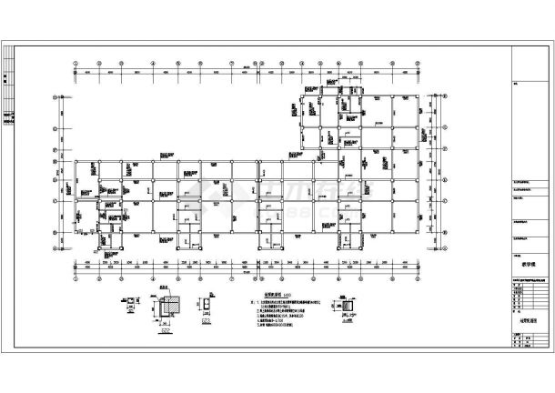 某地区三层框架结构教学楼结构施工图-图一