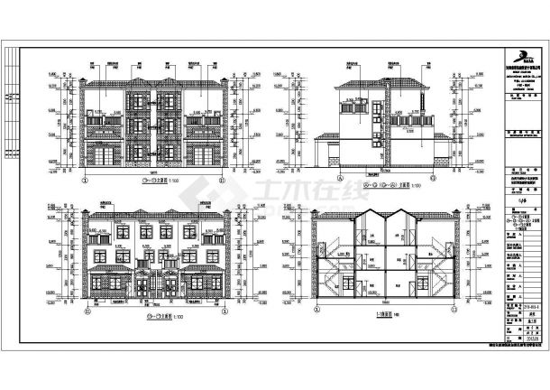 某地3层双拼别墅建筑设计施工图及三层住宅方案图-图一