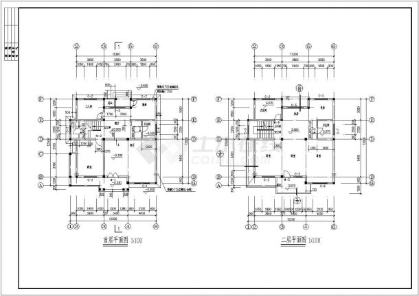 三套别墅建筑设计方案和一套二层办公楼图纸-图二