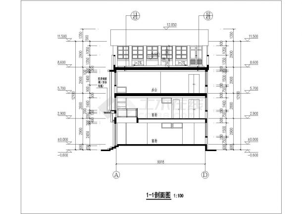 某地三层商业办公楼建筑设计施工图-图二