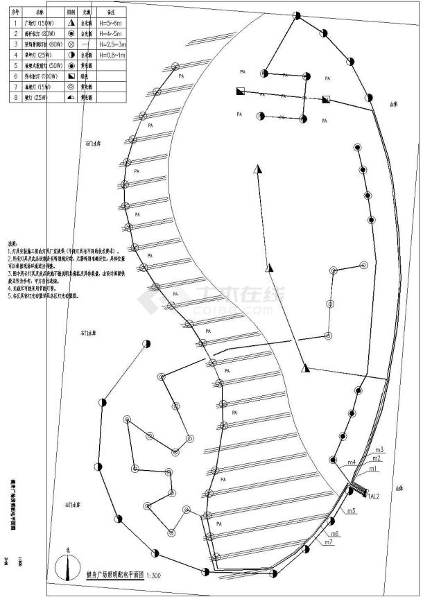 某公园室外管线照明配电设计施工图-图一