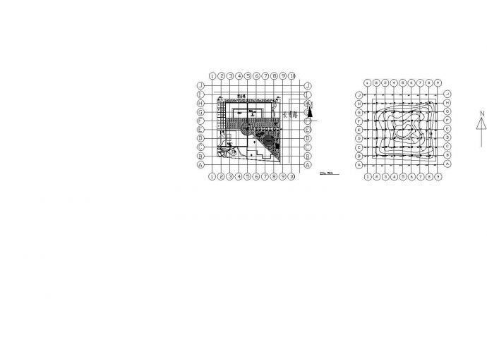 某地广场的总平面图和竖向设计图_图1