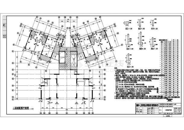 保利三期26层纯剪力墙住宅楼结构设计施工图-图二
