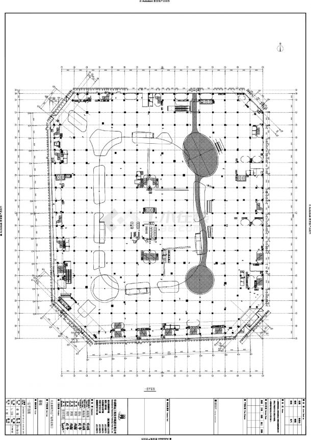 天水秦州万达广场商业项目幕墙一层平面图CAD图-图一