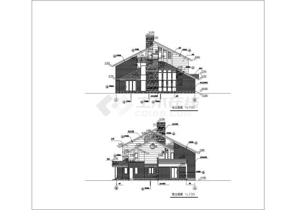 丽水市某小区三层坡屋顶别墅建筑设计方案-图一