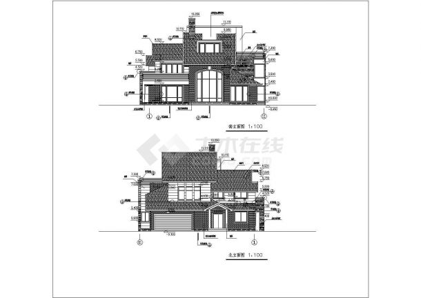 丽水市某小区三层坡屋顶别墅建筑设计方案-图二