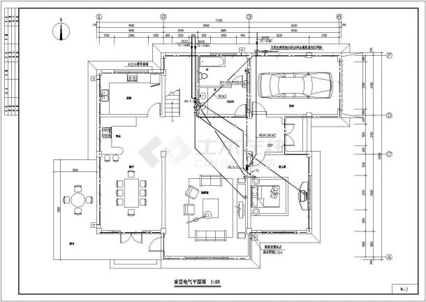 某地区三层别墅整套电气施工图设计-图一
