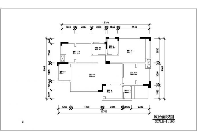 欧式三室两厅住宅室内装修设计图纸_图1
