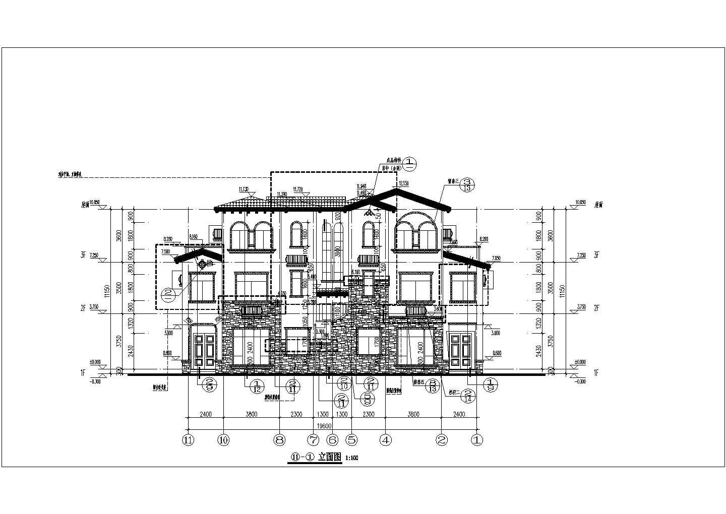 某地三层框架结构现代风格别墅方案图