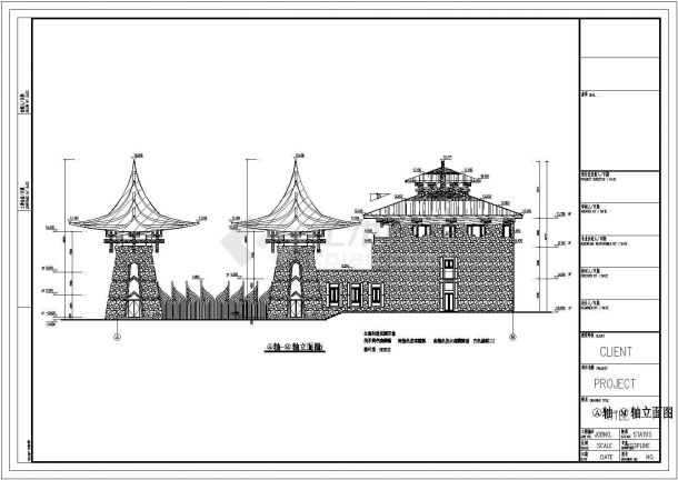 某畲族游客服务中心建筑方案设计图纸-图一