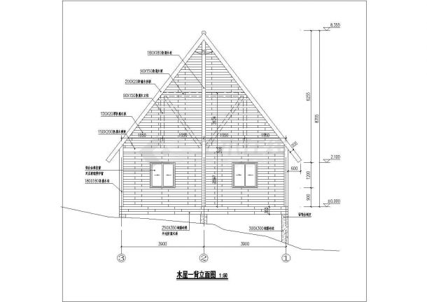 奉节三套小别墅木结构建筑设计施工图-图二