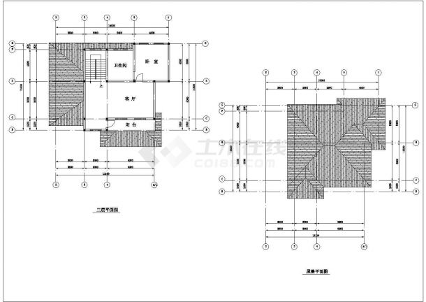 某地三层别墅建筑户型平面设计图纸-图二