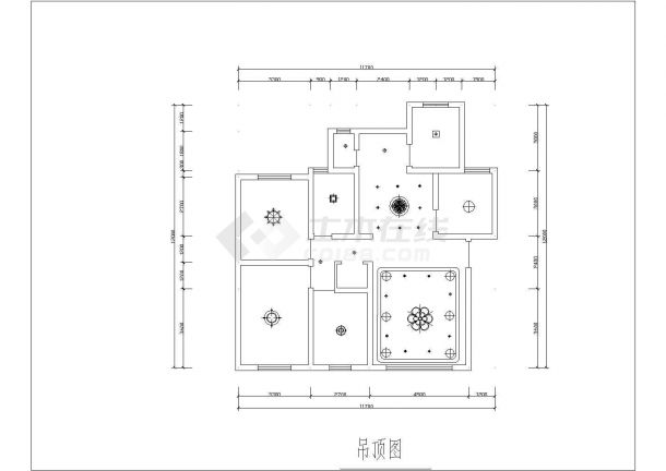 【江苏】某小区室内四室一厅装修设计图-图二