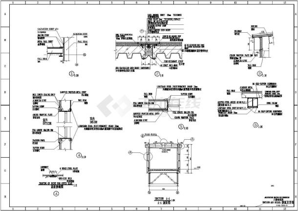 某个涉外建设的钢构天桥建筑施工图-图一