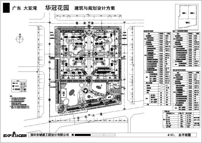 惠州大亚湾某花园小区规划设计总平面图_图1