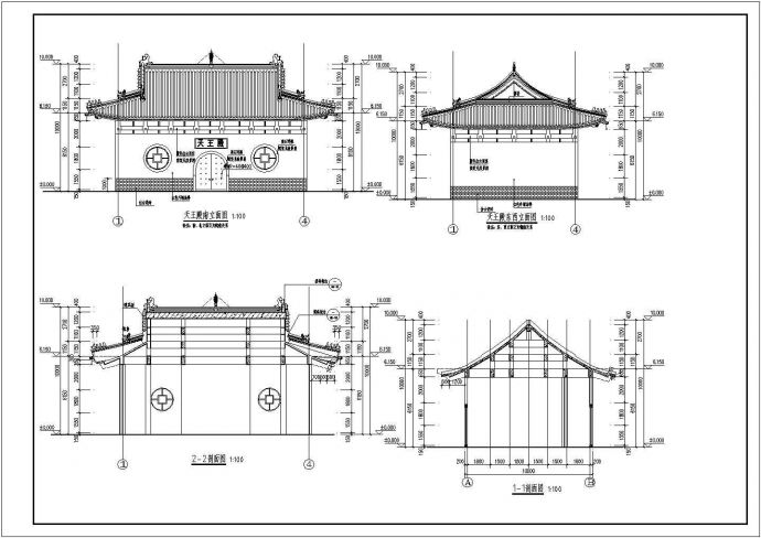 某地区2层天王殿建筑方案设计图纸_图1