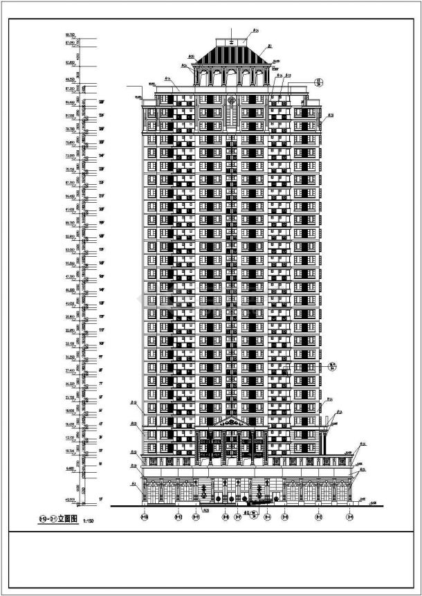 【广东】某28层欧陆风格住宅楼建筑施工图纸-图一