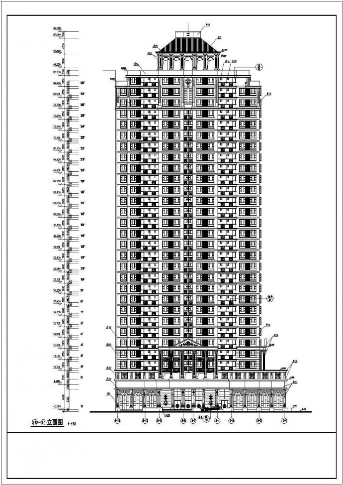 【广东】某28层欧陆风格住宅楼建筑施工图纸_图1