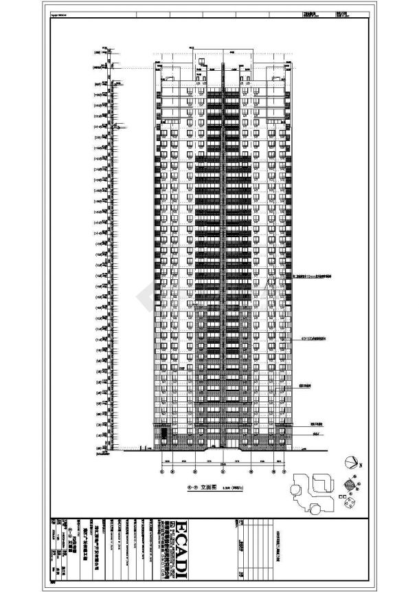 【上海】某34层塔式框架结构高层住宅楼建筑施工图纸-图一