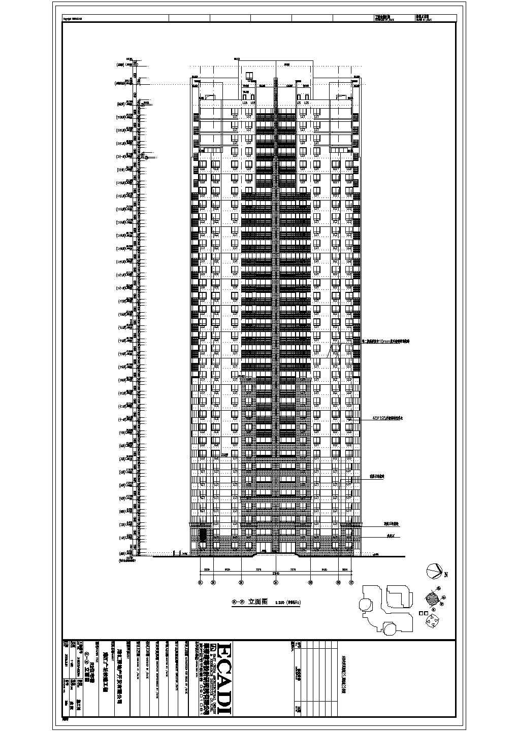 【上海】某34层塔式框架结构高层住宅楼建筑施工图纸