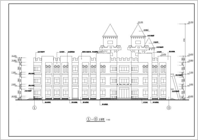 某地区9班三层幼儿园建筑设计方案图_图1