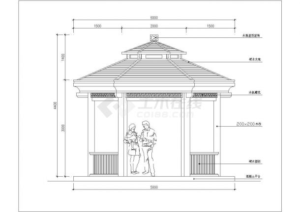 园林设计中常用的各种亭子详细施工图-图一
