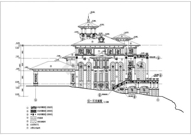 某地三层框架结构法式别墅建筑方案设计图-图一