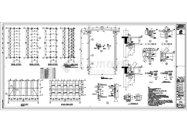 四川某两层钢结构连廊建筑结构及水电施工图-图二