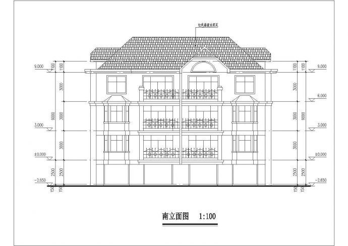 山东某三层专家住宅楼建筑设计方案图_图1