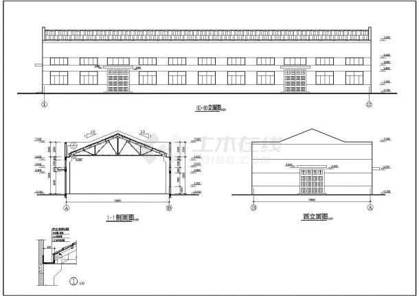 某地区跨度15米的单层钢屋架结构厂房全套施工图-图一