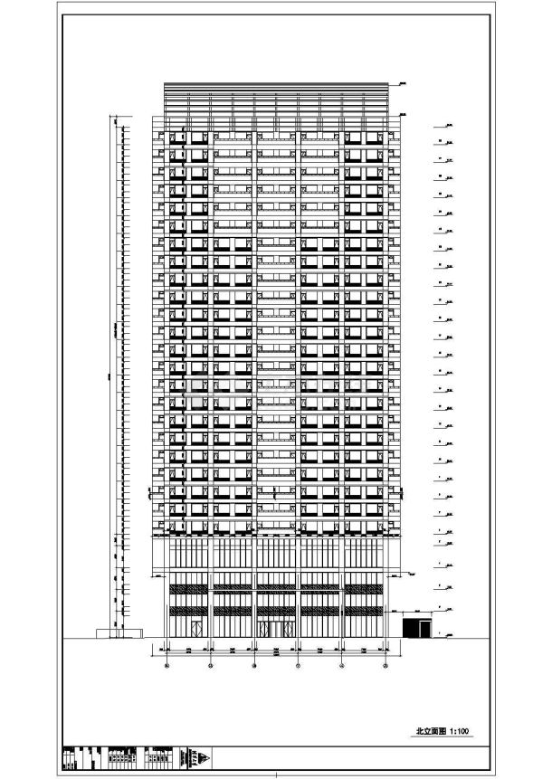 某地区地下3层地上30层框架核心筒结构商务大厦建筑施工图-图二