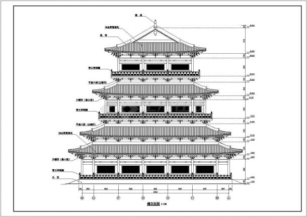 某寺庙3层重檐歇山法堂建筑方案图-图二