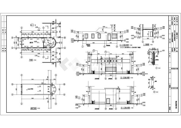 某小区砖混结构门卫全套建筑施工图-图一