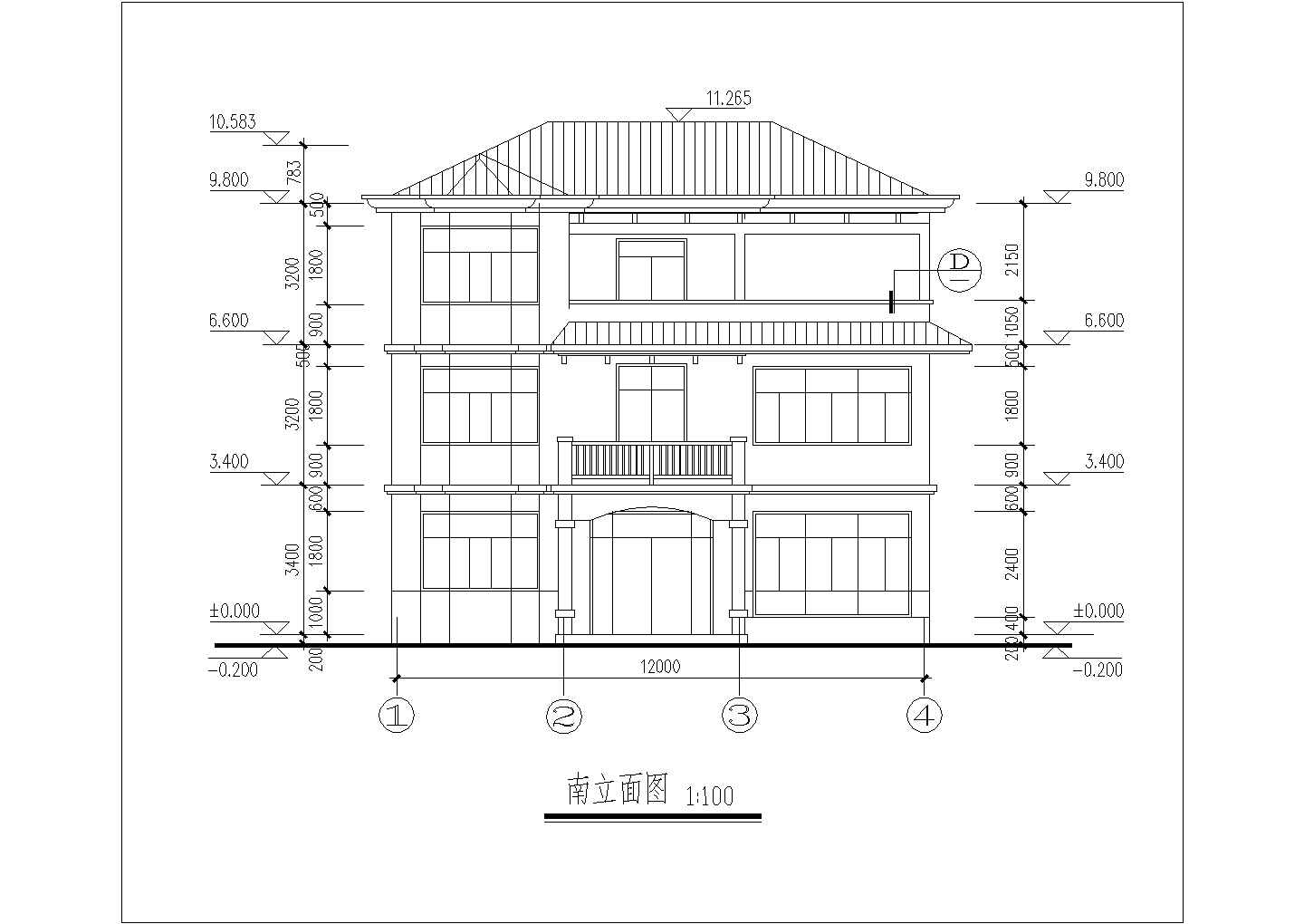 农村三层别墅住宅楼建筑方案设计图