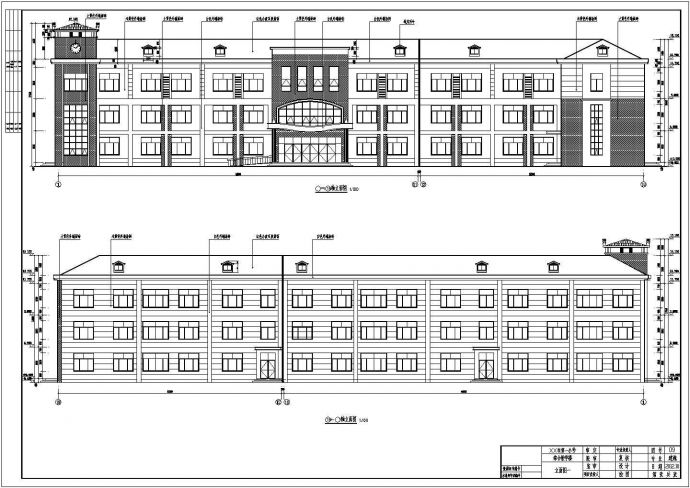【山东】三层框架小学教学楼建筑、结构cad施工图_图1