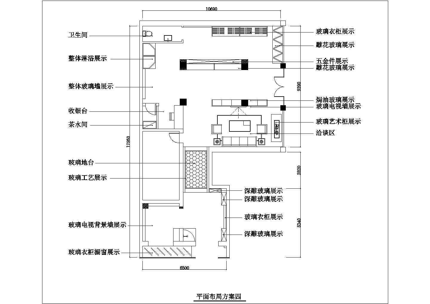 某地玻璃商铺室内装修设计施工图纸