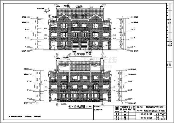 葛洲坝世纪花园三层四联排别墅全套建筑施工图纸（含水电暖）-图一