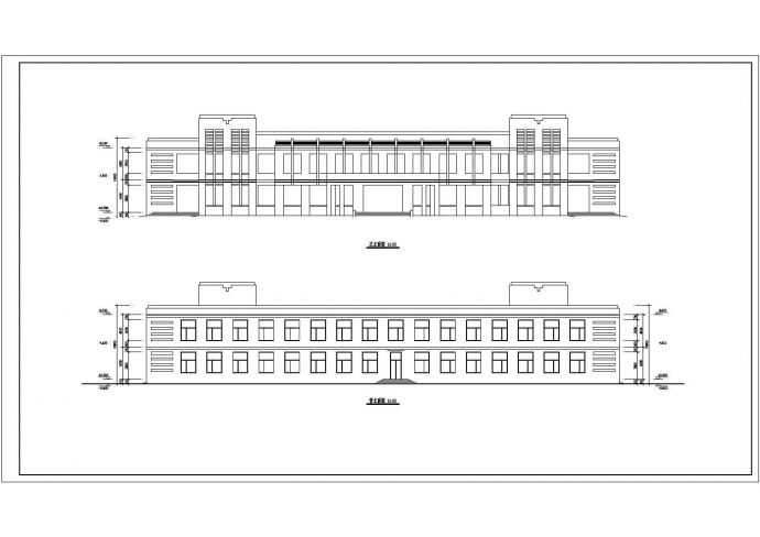 某技校二层框架结构学生食堂建筑设计方案图纸_图1