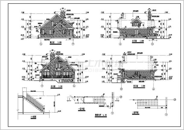 某地二层木结构别墅建筑设计施工图-图一