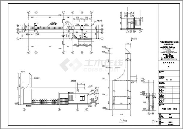 某牛场大门全套建筑和结构设计施工图-图一