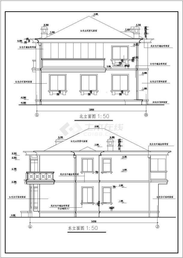某别墅小区7套三层别墅建筑设计方案图-图二