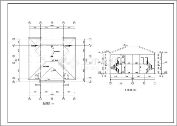 某地区二层双连别墅楼建筑设计方案图-图二