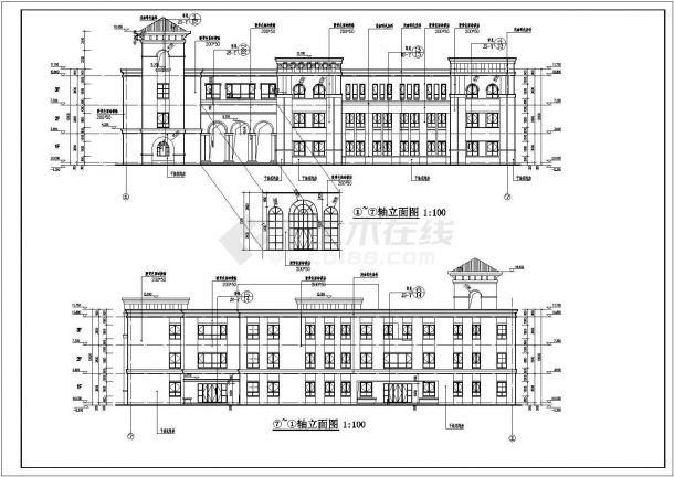 【南京】某小区框架结构幼儿园建筑设计方案图-图一