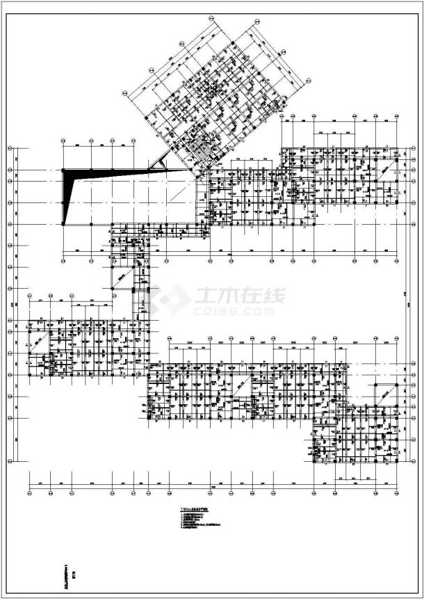 某7度区地上3层框架结构幼儿园结构施工图-图二