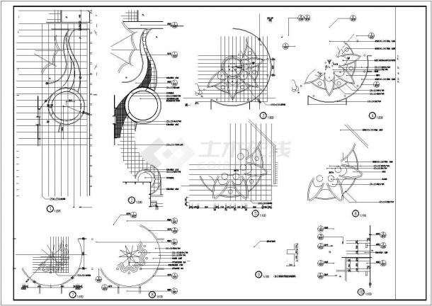 某地区园林局部圆形广场区域的铺装设计概略方案图-图一