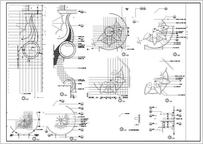 某地区园林局部圆形广场区域的铺装设计概略方案图_图1