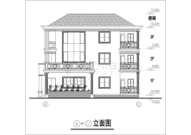某地区三层带阁楼别墅建筑设计方案图-图二