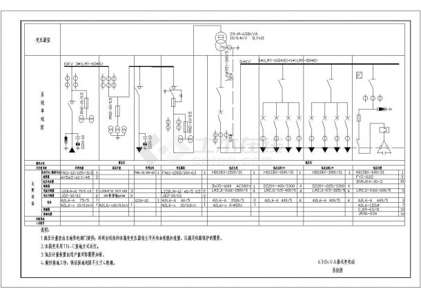 630KVA箱式变站全套电气施工图-图二